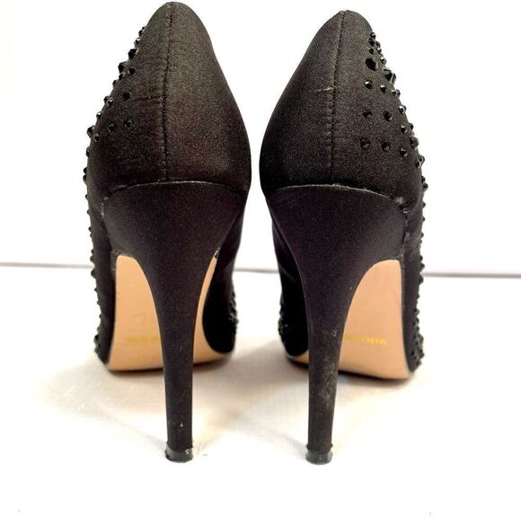 BLACK BEADED ROBBIE 4” HEELS by CHARMING CHARLIE SIZE 6 - Picture 5 of 6